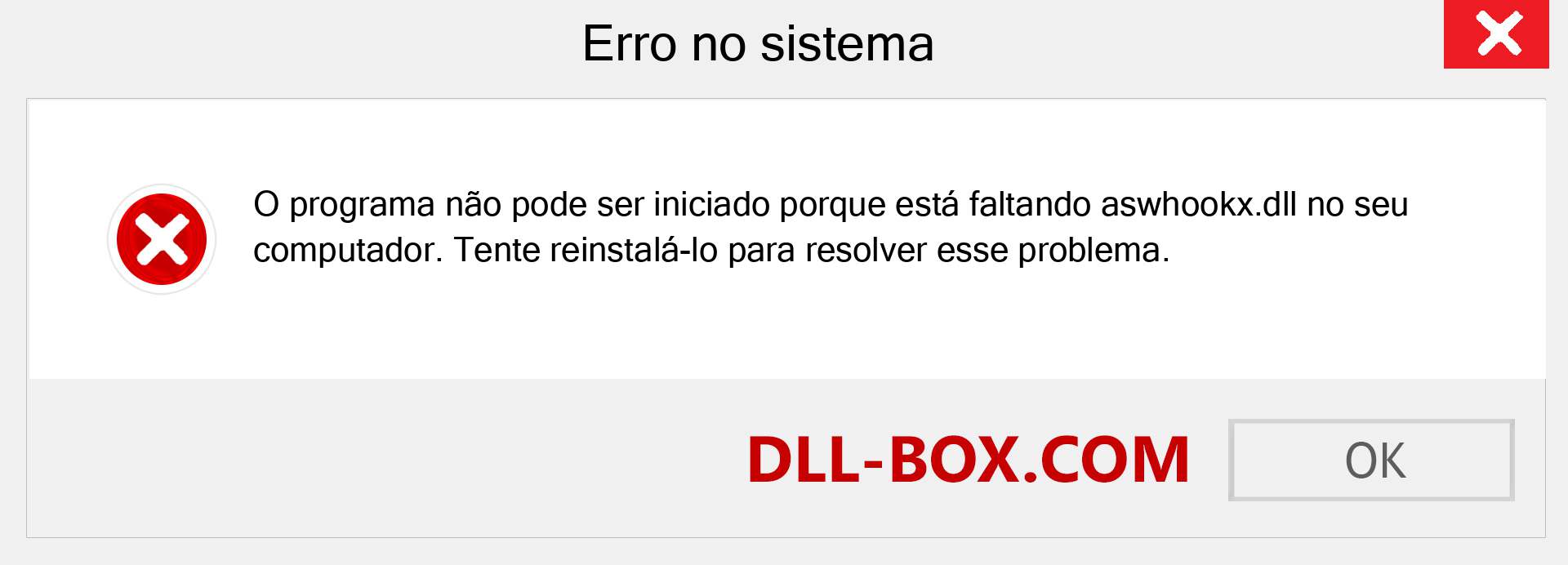 Arquivo aswhookx.dll ausente ?. Download para Windows 7, 8, 10 - Correção de erro ausente aswhookx dll no Windows, fotos, imagens